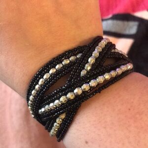 Black and Silver Beaded Bracelet